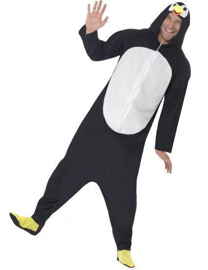 Disfarce pinguim adulto macacão com capuz 1