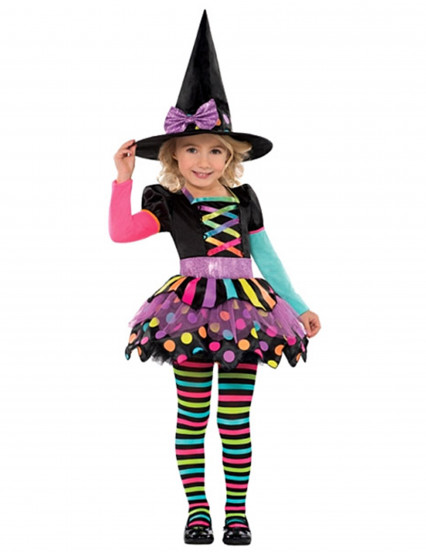 Disfarce de bruxa colorida menina Halloween Disfarce de bruxa colorida menina Halloween