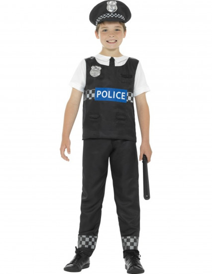 Disfarce polícia preto e branco menino 1