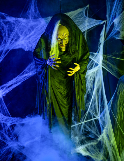 Decoração para pendurar bruxa preta e branca Halloween 8