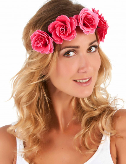 Coroa de flores rosas - mulher 1
