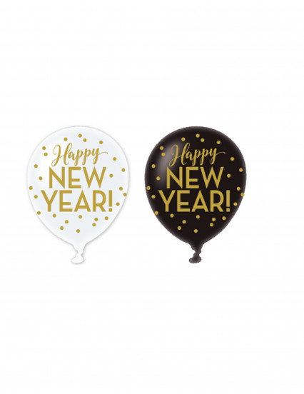 6 Balões látex Happy new year dourado 1