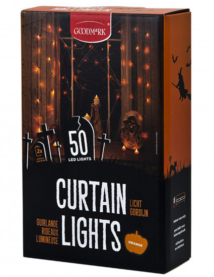Decoração interior grinalda cortina luminosa 50 LED cor de laranja Decoração interior grinalda cortina luminosa 50 LED cor de laranja