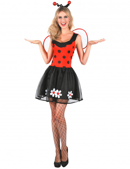Disfarce joaninha vermelho e preto mulher 1