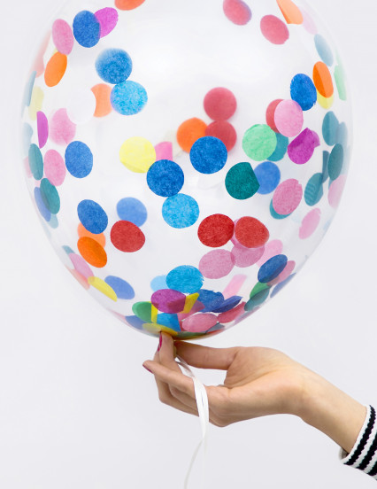 6 Balões de látex transparentes com confetis multicolor 30 cm 2