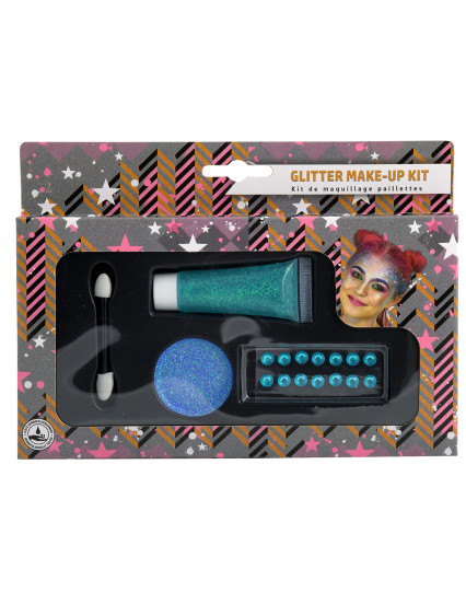 Kit de maquilhagem azul brilhantes 1