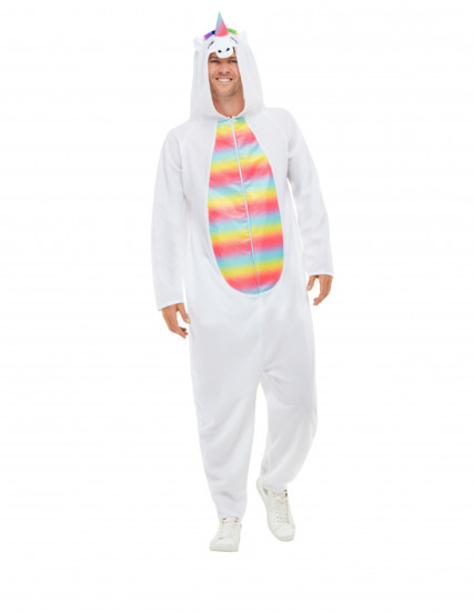 Disfarce unicórnio branco e multicolor adulto 1