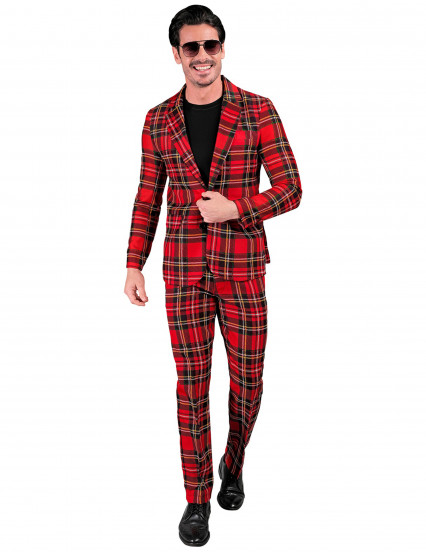 Disfarce com estampado tartan tamanho grande para adulto	 2