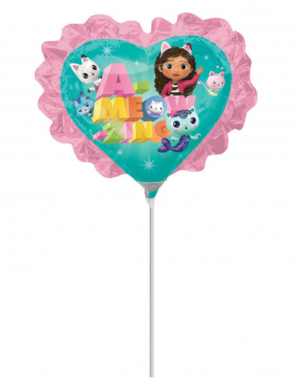 Balão de alumínio Gabby's Dollhouse™ em forma de coração pequeno 22 cm 1